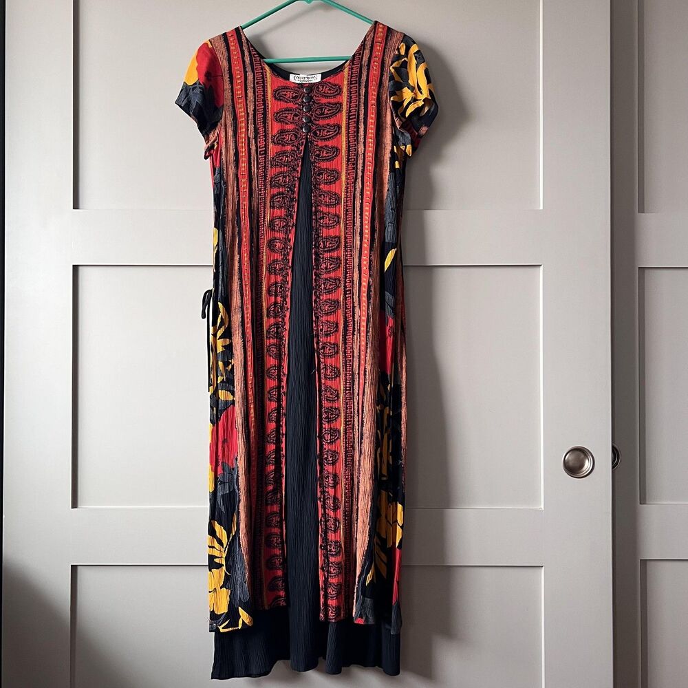 Collections by Xina‎ Ann  Dress Womens Medium Maxi Floral Boho Pockets Layered